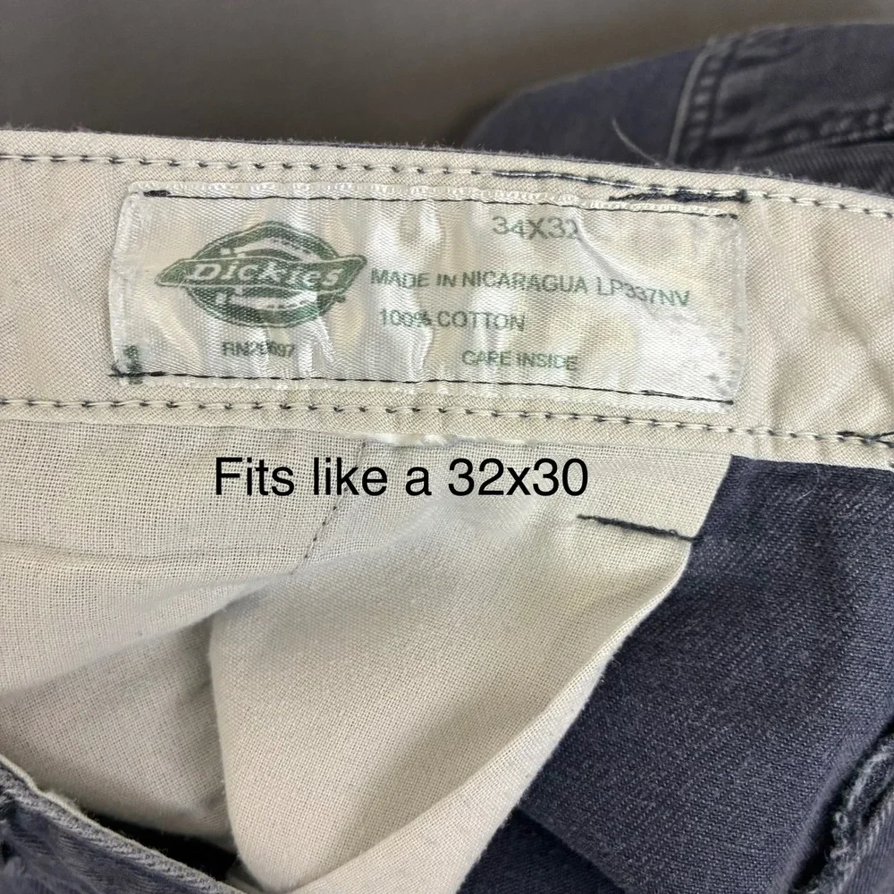 Y2K Dickies Navy Blue Cargo Pants Men's Size 32x30 Skater Baggy